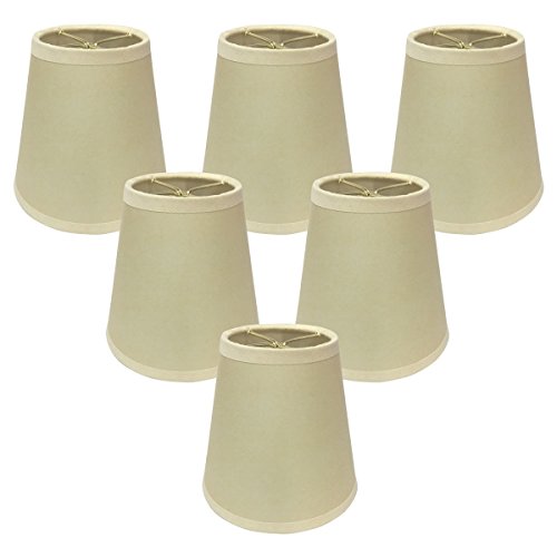Royal Designs Round Clip on Chandelier Lamp Shade, Burgundy Stripe, 3"" x 5"" x 4.5""", Eggshell 6in, Set of 6 (CS-951-6EG/P-6)