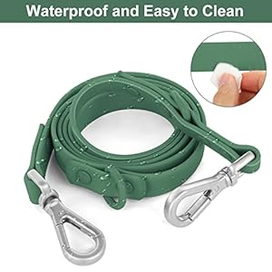 Waterproof dog leash standard dog leashes with 2 hooks for walking adjustable lengths for traffic control safety durable and odor proof for medium large dogs pine greens   cucciolini doodles