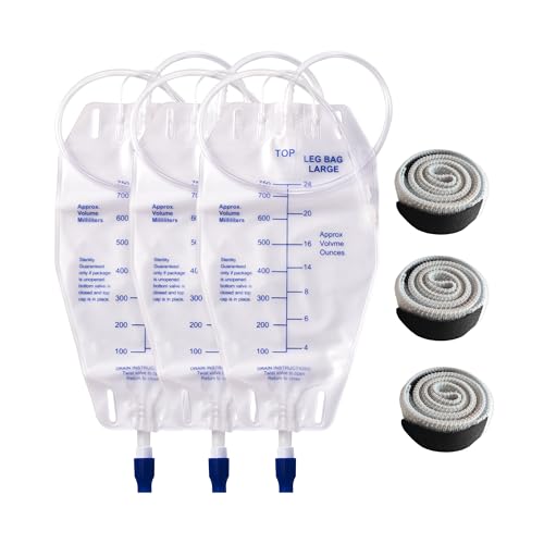 3-Pack 750ml Nephrostomy Drainage Bag with 24-inch Silicone Tubing