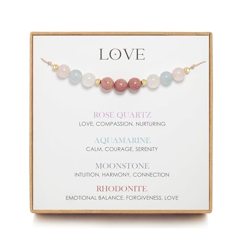 WATEFOER Mondstein-Armband, Hoffnung Armband für Damen, Liebe anziehen Kristall-Armbänder, Schutz-Armbänder, gesunde Schwangerschaft Geschenk Valentinstag Schmuck (Liebe)