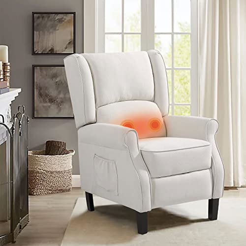 Image of COOSLEEP Accent Chair with Waist Massage and Heating for Small Space,Wingback Recliner Chair for Living Room and Bedroom (Beige)