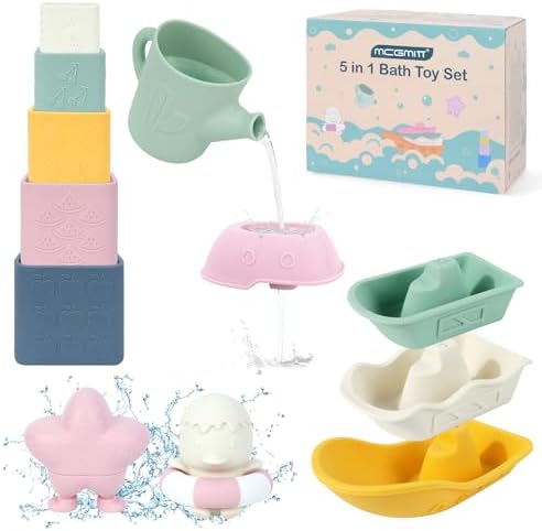 MCGMITT Juguetes Montessori para Bebés Set de Baño de Silicona 12...