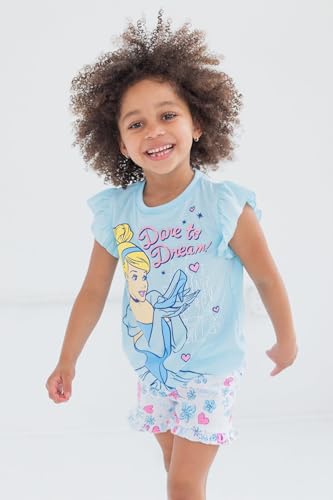 Disney Frozen Moana Princess Tiana Floral Peplum T-Shirt and French Terry Shorts Outfit Set Toddler to Big Kid