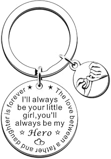 JMIMO Dad Gifts from Daughter Dad Keyring Birthday Fathers Day Gift for Dad Daddy - I'll Always Be Your Little Girl,You'll Always Be My Hero