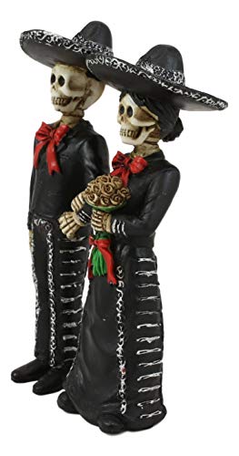 Ebros Love Never Dies Wedding Bride And Groom Mariachi Skeleton Couple Figurine 5.5" Tall Day Of The Dead Dod Floral Rose Bridal Vow Ceremony Ossuary Macabre Graveyard Spooky Halloween Decor Statue #TOP2