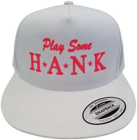 Play Some Hank Trucker Mesh Snapback Flat Bill Hat Cap Black Direct Embroidered