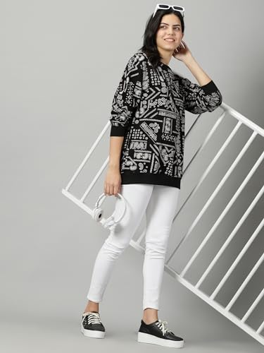 Image of RodZen Oversized | Loose Fit |Full Sleeves Cotton Loopnet Round Neck T-Shirt for Womens /Girls