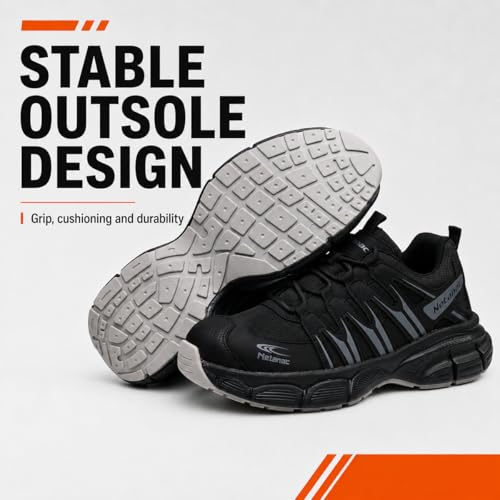 Image of Steel Toe Shoes for Men Women,Comfort Work Safety Sneaker | Wide & Breathable, Puncture & Slip Resistant, Durable Composite Sole & Cushioned Insole for All-Day Standing, Tennis Style