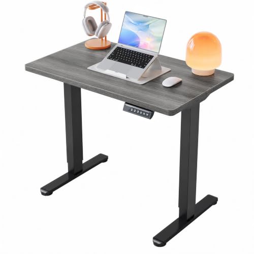 Image of HUANUO 32x19 Inch Small Electric Standing Desk, Adjustable, Grey