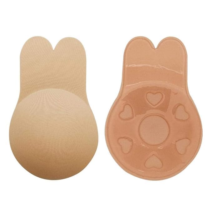 Reusable Adhesive Silicone Nipple Covers, Beige, Lace Trim Design, Invisible Under Clothing-picture-52