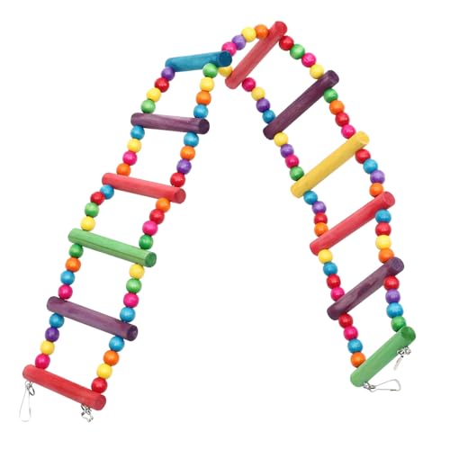 Kisangel Parrot Ladder Toy Bird Climbing Ladder Bird Cage Accessory Parrot Cage Hanging Wood Toy