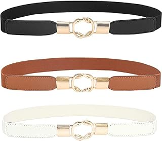 JaYouhe Women's Skinny Elastic Waist Belt, Stretch Retro Waistband for Dress, Fashion Waist Belt Waist Band for Women 2 Pack