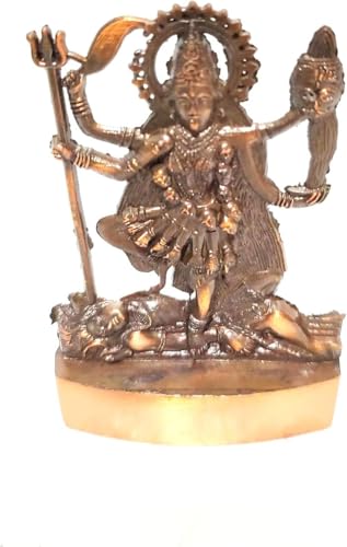 RK NAUTICAL INSTRUMENT Idole Kali Maa en laiton, statue de déesse hindoue avec support, sculpture religieuse traditionnelle, finition bronze