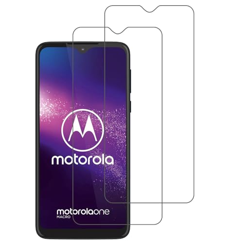 Shunwige (2 Pack) Diseñado para Motorola One Macro Protector de pantalla de vidrio templado 9H Anti Scratch HD Claro Sin Burbujas