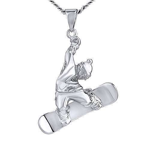Preisvergleich Produktbild Silvego Herren Anhänger aus 925 Sterling Silber Snowboard Fahrer