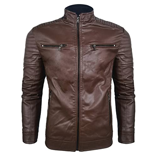 Veste en cuir synthétique homme pour supprimer le froid de la mi-saison avec style zippé
