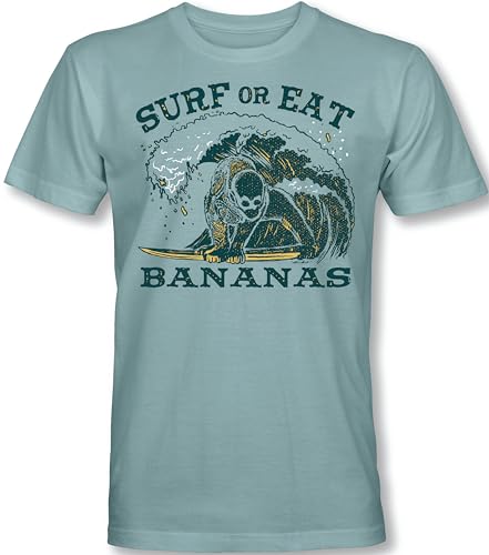 Surfer T-Shirt: Surf Bananas - Unisex Herren Damen Surfing T-Shirt Männer - Welle Hippie Slogan Statement Surf Design Vintage Retro Fashion Streetstyle (L)