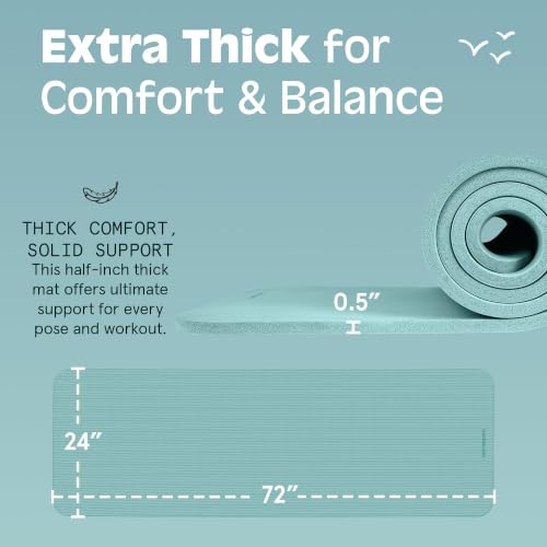 Image of Retrospec Solana Yoga Mat Thick 1 /2in Non-Slip Workout Mat with Nylon Strap - 72x24in Exercise Mat for Pilates, Stretching & Fitness - BPA Free, Easy Clean