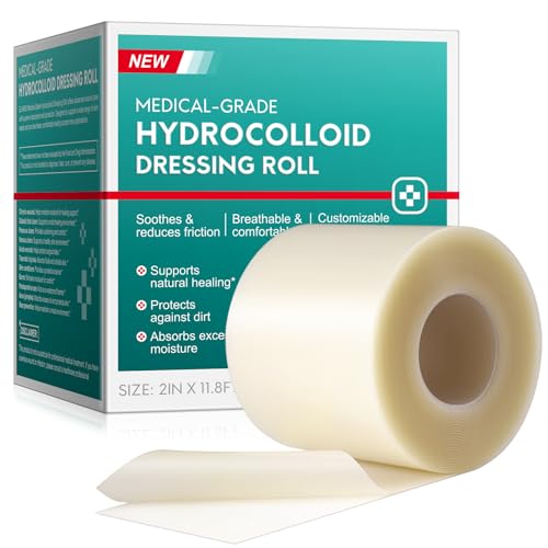 Rollo de Hidrocoloide para el Cuidado de Heridas, 5 cm x 3,6 m, Cinta Impermeable Recortable, Vendaje Autoadhesivo Ultraabsorbente para Ampollas y Acné, Agradable para la Piel.