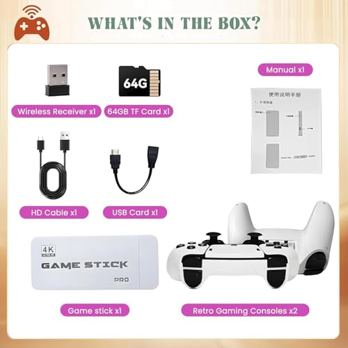 Image of SadhwanisVideo Game for Tv | Wireless Rettro Game Console, Rettro Game Stick with Built-in Multiple Games, Hdmi Output, and 2.4GHz Wireless Controller, Plug and Play Video Games for Tv