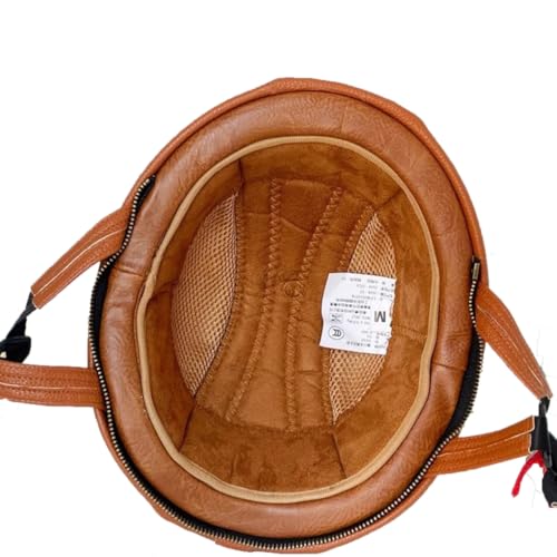 Casco Moto Retrò,Casco Moto Uomo,Caschi Per Scooter Anni '60 - Modello 3/4 In Vera Pelle Con Visiera, Certificato Dot/Ece - Stile Retrò Chiuso/Aperto - Unisex Uomo E Donnaxl59-60Cm - 6