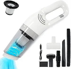 CAEZ 7.4V High Power Handheld Portable Car Vacuum Cleaner for Deep Cleaning/ 5.5kpa 75W 2000mAh Battery Portable Cordless Strong Suction Wireless Vacuum Cleaner (White)