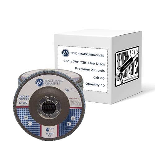 Benchmark Abrasives BM-F4.5Z60T29 4.5 Inch X 7/8 Inch Premium Zirconia Type 29 Flap Discs 4 1/2 cover