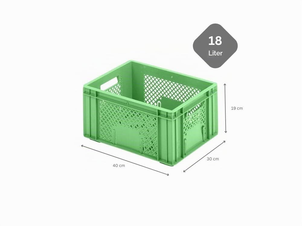 PROREGAL CHEFGASTRO SuperSparSet 8x Eurobehälter Obst- und Gemüsekasten | HxBxT 19x30x40cm | 18 Liter | Grün | Obst-Gemüsekiste, Obstkorb, Transportbox