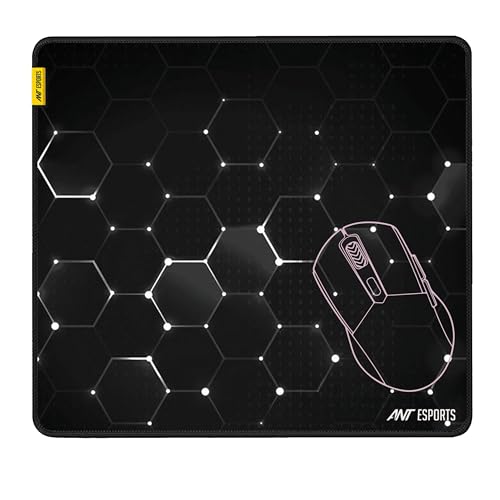 Image of Ant Esports Hexa Mouse Pad 260X210X3mm Anti-fray Stitching, Waterproof Surface & Non-Slip Rubber Base Stitched Edges Gaming Mouse Mat for Laptop, Compatible with Laser and Optical Mice - Black Hexagon