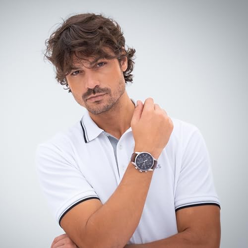 BOSS Montre Chronographe à Quartz pour homme Collection Navigator avec Bracelet milanais en acier inoxydable ou en cuir