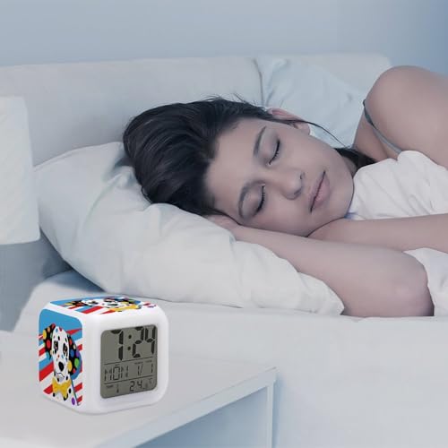 Reloj despertador digital LED para perro con pantalla de temperatura y luces de 7 colores 6