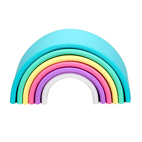 dëna Arco Iris Colores, Rainbow 6 Piezas de Juguete Apilable de Silicona, Juguete para bebé o niños Montessori…...
