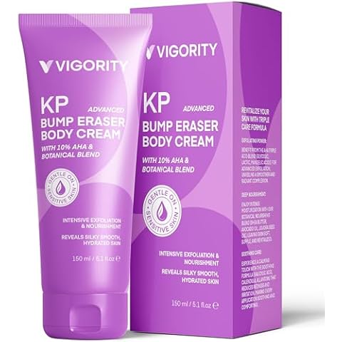 Vigority KP Bump Eraser for Keratosis Pilaris: Body Moisturizer Exfoliating Cream - KP Bump Be Gone Treatment for Bumpy Dry Rough Skin Cover