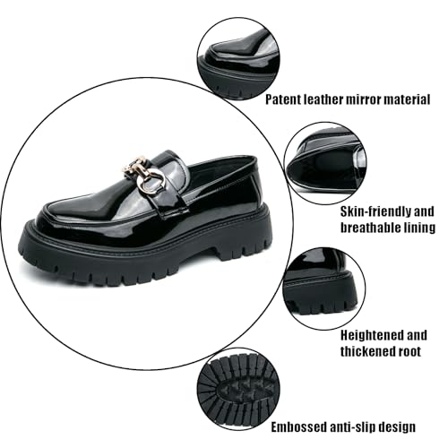 Men's Fashion Black and White Two Tone Chunky Platform Penny Loafers Classic Slip-On Lug Sole Business Work Dress Shoes Daily Non-Slip Shock Absorbing Casual Shoes3