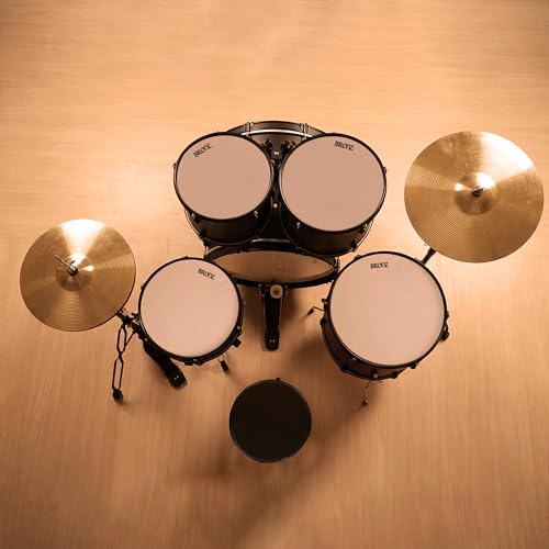 Image of ARCTIC Bronze 5 Piece Complete Acoustic Drum Kit /Drumset with drumsticks, Cymbals and throne With Hardware. Best Sounding shells, most durable build. (Black) (BDS-501-BK)