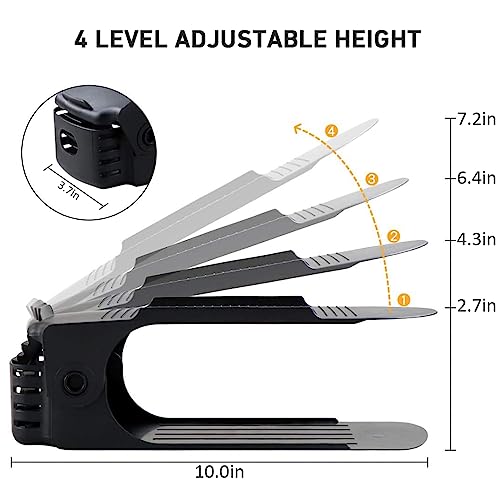 NVGSN Shoe Slots Organizer 20 Pack - Shoe Stackers for a Pair of Shoes, Shoe Storage Shoe Space Savers 50%, 4 Levels Adjustable Thickening Double Layer Shoe Holders Shoe Organizer for Closet, Black - Thumbnail 3