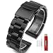 Black Stainless Steel Watch Bands Brushed Finish Watch Strap 18mm/20mm/22mm/24mm Double Buckle Bracelet (18mm)