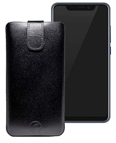 Favory Original - Funda de piel para ZTE Axon 9 Pro (con lengüeta), color negro
