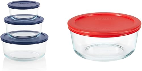 Pyrex Simply Store - Juego de 6 recipientes de vidrio para almacenamiento de alimentos y simplemente almacena 4 tazas de un solo recipiente de