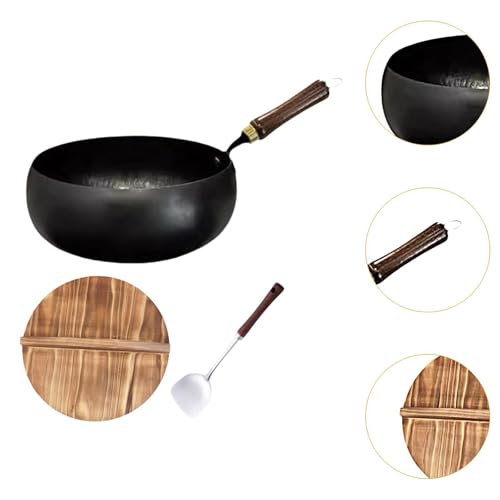 Wok con mango de madera 24 cm negro miniatura 7