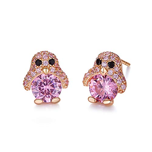 ZIXUAN Pendientes Lindos de Perlas de pingüino S925 Pendientes de circonitas con Incrustaciones de Plata esterlina Accesorios para Mujeres