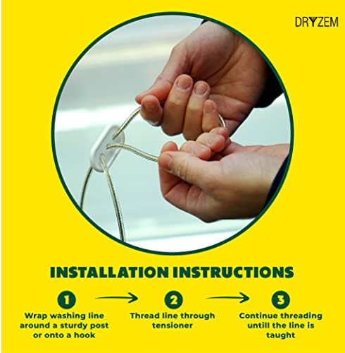 DRYZEM Washing Line Rope 50M 100FT | Steel Washing Line Heavy Duty | Clothes Lines for Outside with Rot-Resistant & Mould-Free material | Life Long Super Strong Wash Line | Strong Washing Line