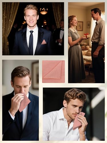 Image of Mantieqingway Cotton Handkerchiefs for Men Solid Color Pocket Square for Suit Formal Wedding Church