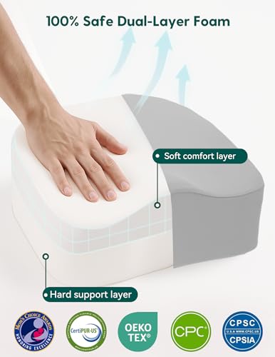 Image of Babelio Ergo-Designed Booster Seat for Kitchen Chair, Promote Proper Upright Posture, Toddler Booster Seat for Dining Table, Removable & Washable Cover, Suitable for 18 Months to 5 Years, Grey