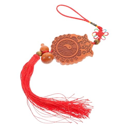 FUOYLOO Miroir Bagua Feng Shui Chinois en Bois avec Neuf Têtes de Tigre Sculptées, Miroir Convexe Traditionnel, Décoration Chinoise Suspendue pour Maison,...