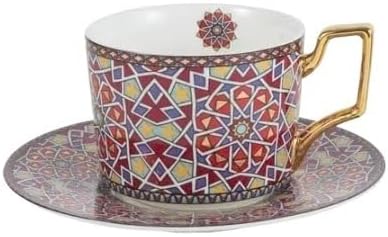Ceramic Coffee Cup Saucer Spoon Set,Coffee Cups,Tea Cups,Coffee Cup* Tea Cup And Saucer Set,Set Coffee Cup And Saucer Moroccan Style Of Columbia With Ceramic Tea Afternoon Cup Of 250ml(Type C)