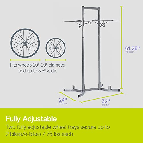 Image of Delta Cycle & Home Heavy Duty 2-Bike Upright Stand for Two Bikes - Lightweight Freestanding Bike Storage Rack - Tool-Free Adjustable Bike Stand for E-Bikes and Mountain & Road Bikes (HDRS6200)