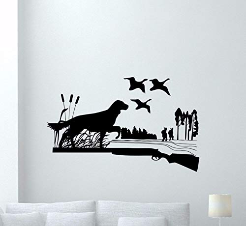 Zxfcczxf Vinilo Etiqueta De La Pared Extraíble Perro De Caza Tatuajes De Pared Patos   Cazadores Estilo Arte De La Pared Mural Casa Dormitorio Decoración Tatuajes De Pared 90 * 55 Cm