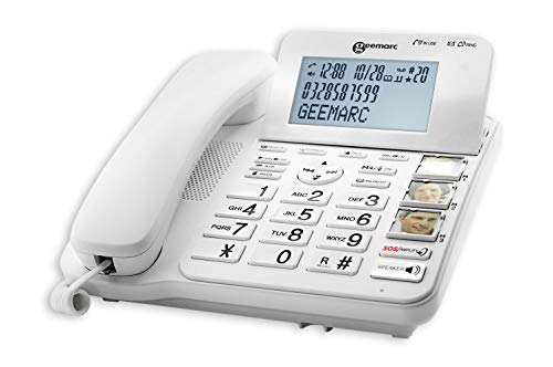 Geemarc Telecom CL595 Fixe-draadloze telefoon + 50 dB met grote toetsen en mogelijkheid om optionele toetsen toe te voegen.