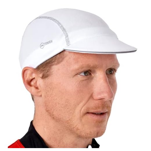 Tough Headwear Cycling Cap - Cycling Hat - Helmet Liner - Helmet Brim - Bike Cap - Bike Hat - Brim for Bike Helmet - Bike Hat Under Helmet Men & Women White
